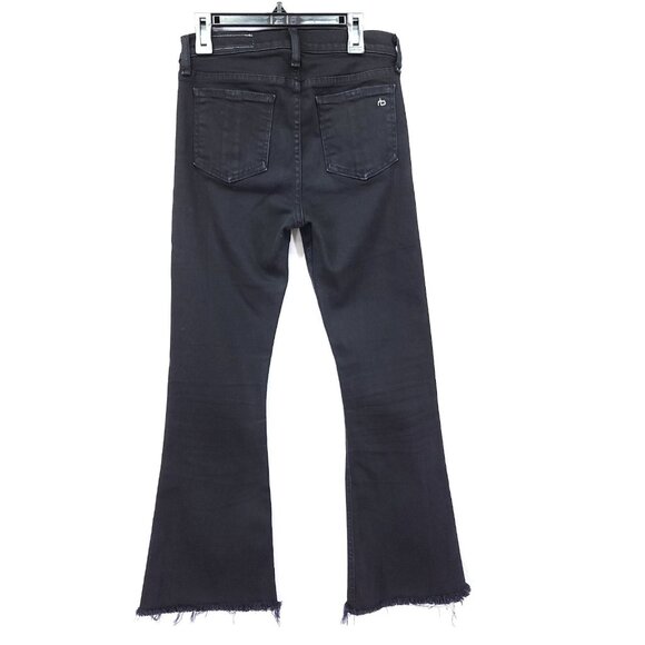 Rag & Bone Jeans Size 25 Flare Leg Frayed Hem10 inch Crop Black - Picture 9 of 16
